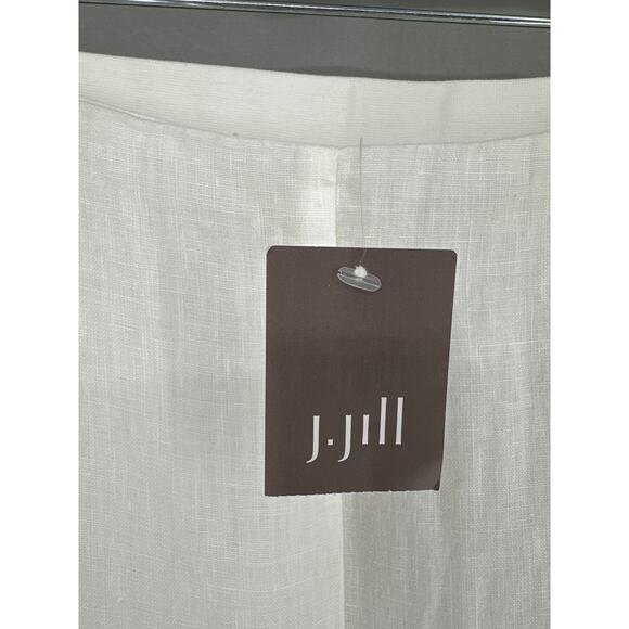 J Jill Pants Womens XL White Linen Ankle Pull On Pockets Beach Lagenlook Coastal - Picture 9 of 12